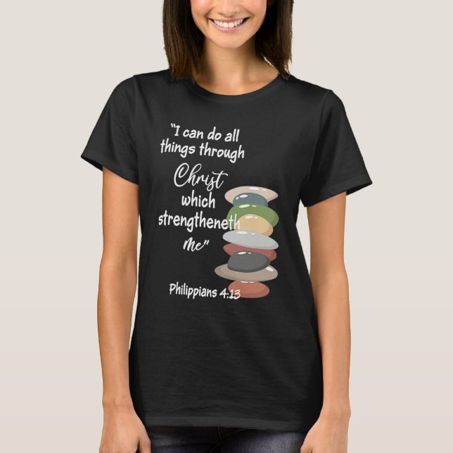 Can Do All Things Religious Bible YM Verse YW Them T Shirt (Framsida)