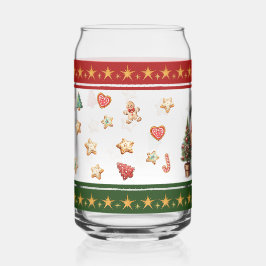 Can Glass with Snowman and Christmas Cookies