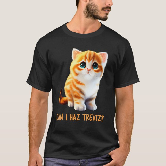 Can I Haz Treatz Cute Cat Baby Talk Kitten Beautif T Shirt (Framsida)
