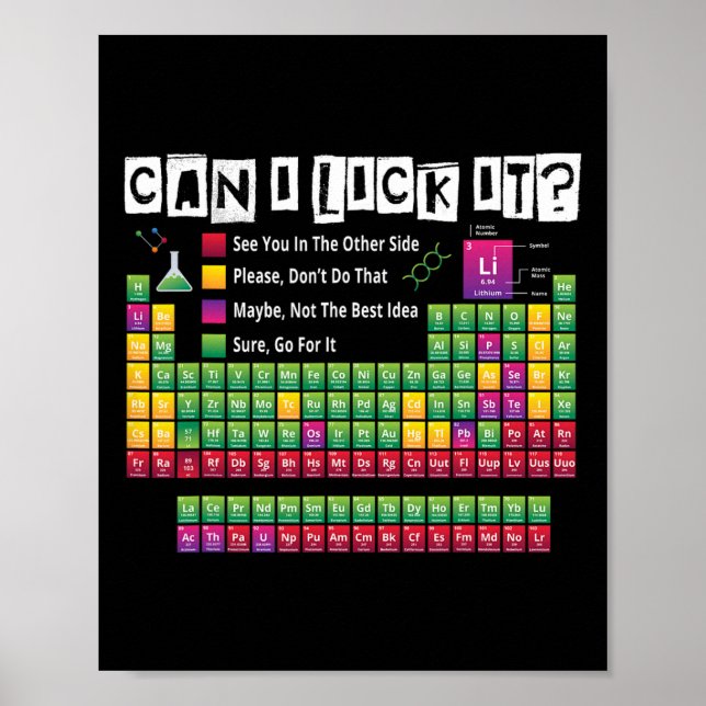 Can I Lick It Funny Periodic Table Science Teacher Poster (Framsidan)