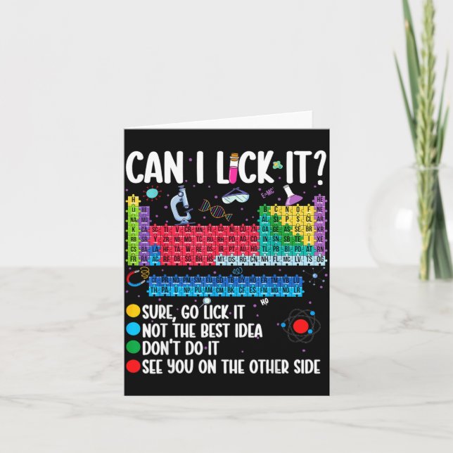 Can I Lick It Periodic Table Funny Science Chemist Kort (Framsida)