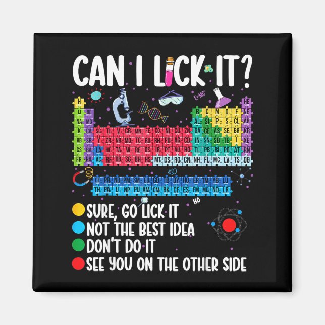 Can I Lick It Periodic Table Funny Science Chemist Magnet (Framsidan)