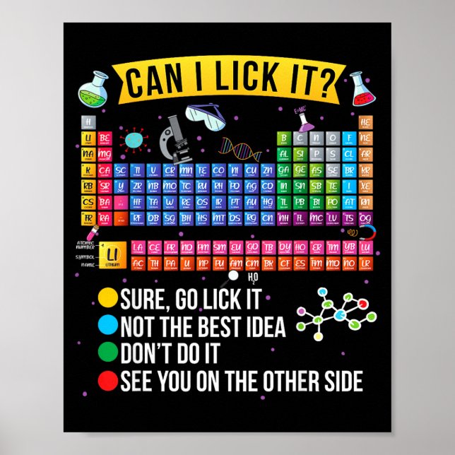 Can I Lick It Periodic Table Funny Science Chemist Poster (Framsidan)