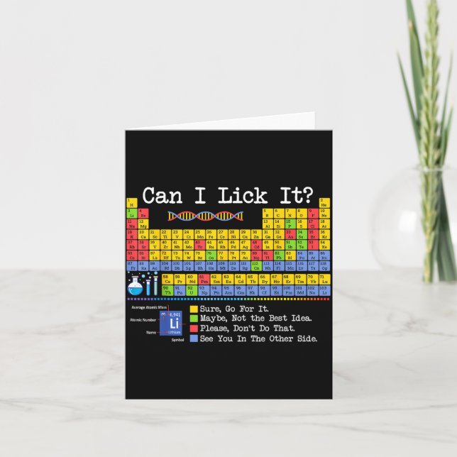 Can I Lick It Periodic Table Funny Science Teacher Kort (Framsida)