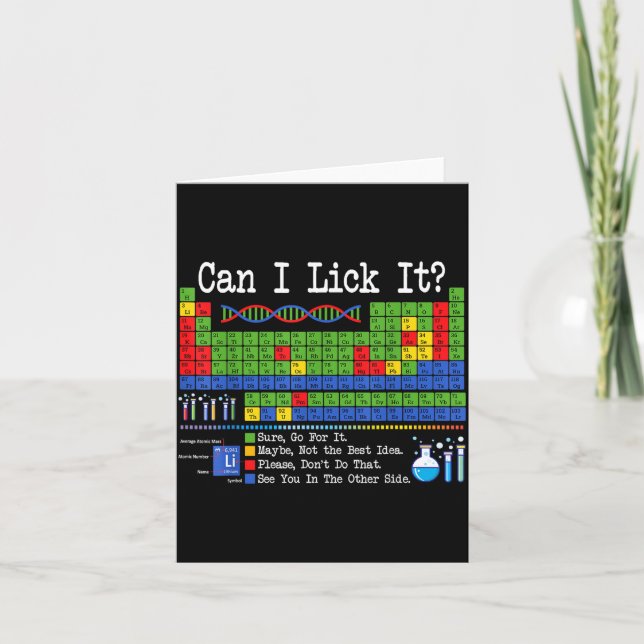 Can I Lick It Periodic Table Funny Science Teacher Kort (Framsida)