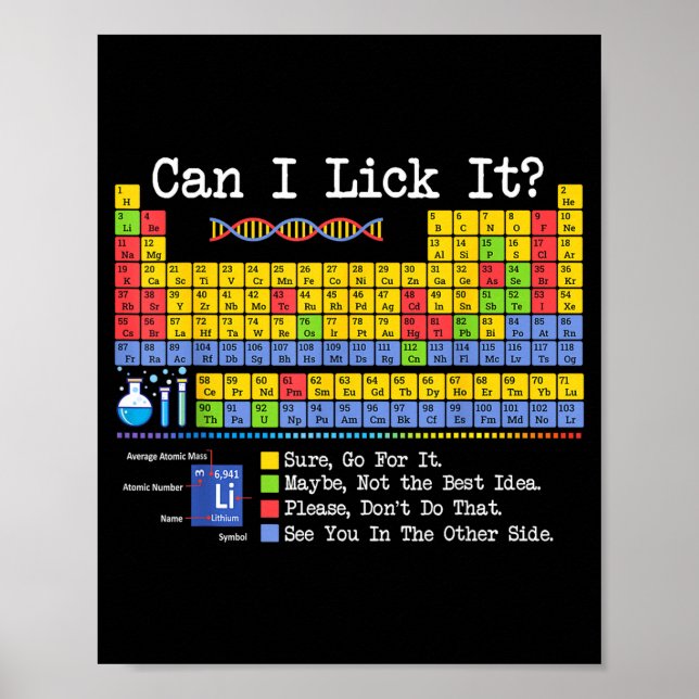 Can I Lick It Periodic Table Funny Science Teacher Poster (Framsidan)