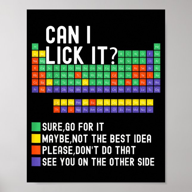 Can I Lick It Periodic Table Funny Science Teacher Poster (Framsidan)
