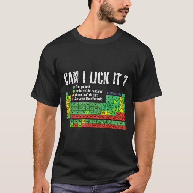 Can I Lick It Periodic Table Funny Science Teacher T Shirt (Framsida)
