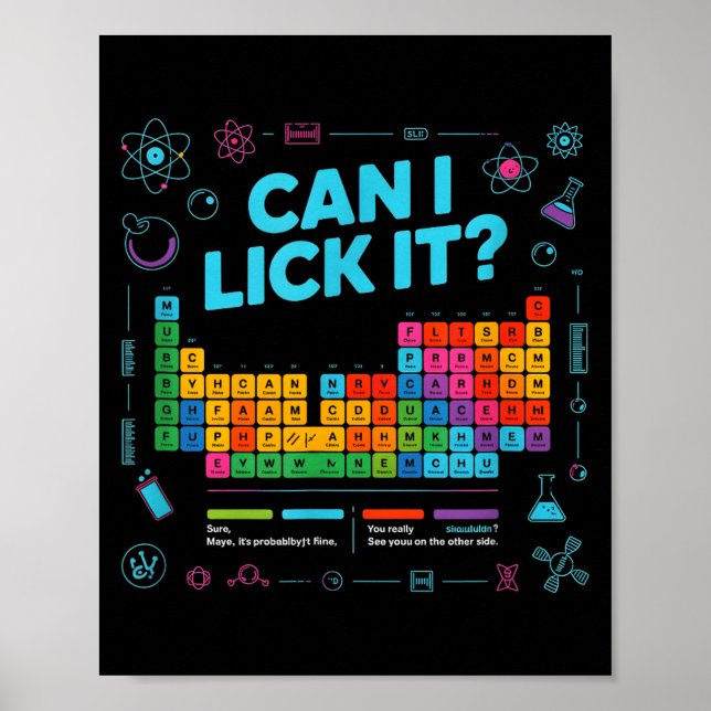 Can I Lick It Tee Funny Periodic Table Teacher Coo Poster (Framsidan)