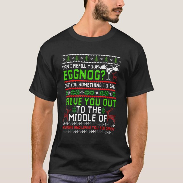 Can I Refill Your Eggnog  Ugly Christmas Xmas Paja T Shirt (Framsida)