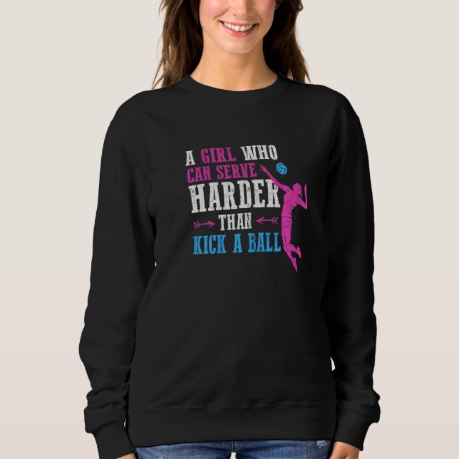 Can Serve Harder   Volleyball Girl Women Youth Pla T Shirt (Framsida)
