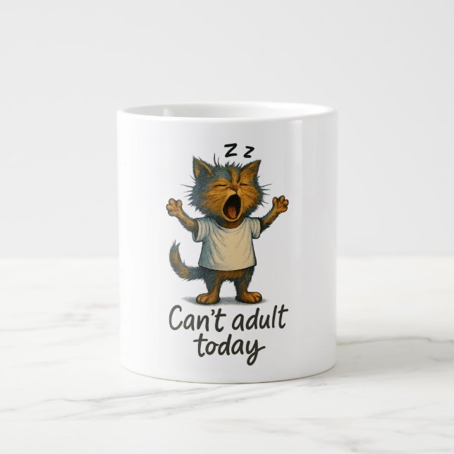 Can’t Adult Today Cat Coffee Mug – Funny Lazy Cat  Jumbo Mugg (Framsidan)