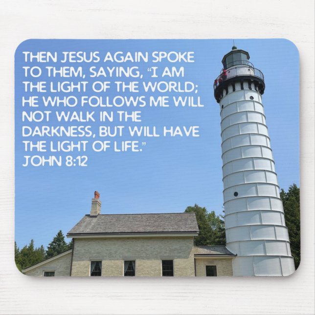 Cana Island Lighthouse Bible Verse Mouse Pad Musmatta (Framsidan)