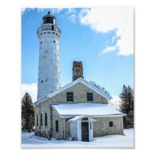 Cana Island Lighthouse in Winter Photography Print Fototryck