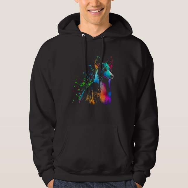 Canaan Dog Painting Watercolor Paint Colorful Mom  Hoodie (Framsida)