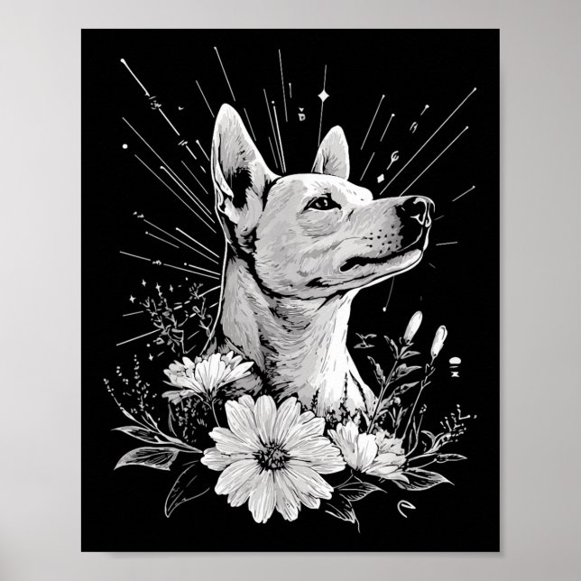 Canaan Hund älskare Retro Stil Tattoo Poster (Framsidan)