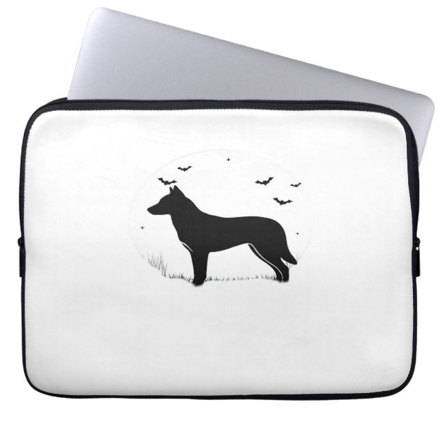 Canaan Hund - Halloween Måne Silhouette Classic T- Laptop Fodral (Framsidan)