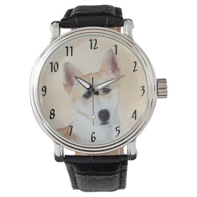 Canaan Hund Målning - Söt Original Hund Konst Armbandsur (Framsida)