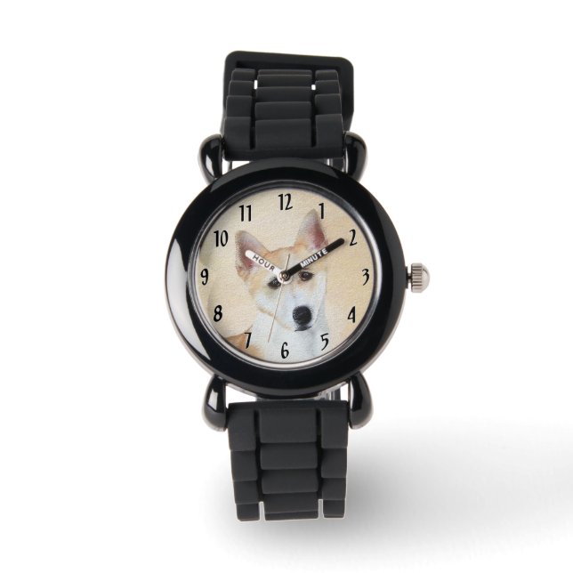 Canaan Hund Målning - Söt Original Hund Konst Armbandsur (Framsida)