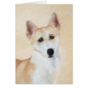 Canaan Hund Painting - Cute Original Hund Art Hälsningskort
