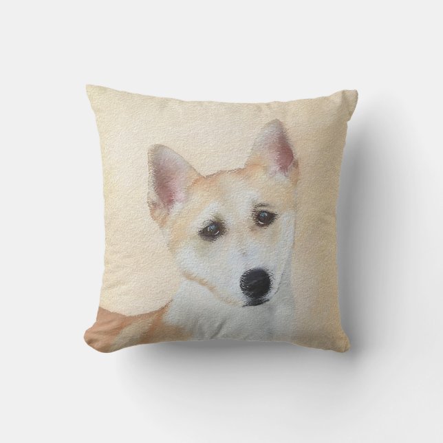 Canaan Hund Painting - Cute Original Hund Art Kudde (Framsida)