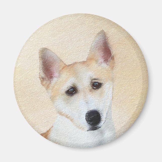 Canaan Hund Painting - Cute Original Hund Art Magnet (Framsidan)