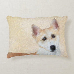 Canaan Hund Painting - Cute Original Hund Art Prydnadskudde