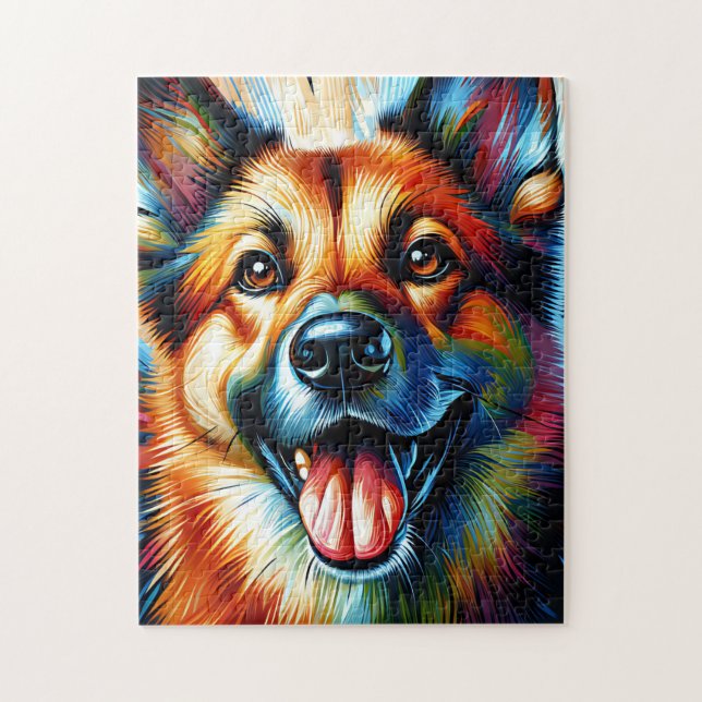 Canaan Hund Porträtt Acrylic Art Print Hund älskar Pussel (Vertikal)