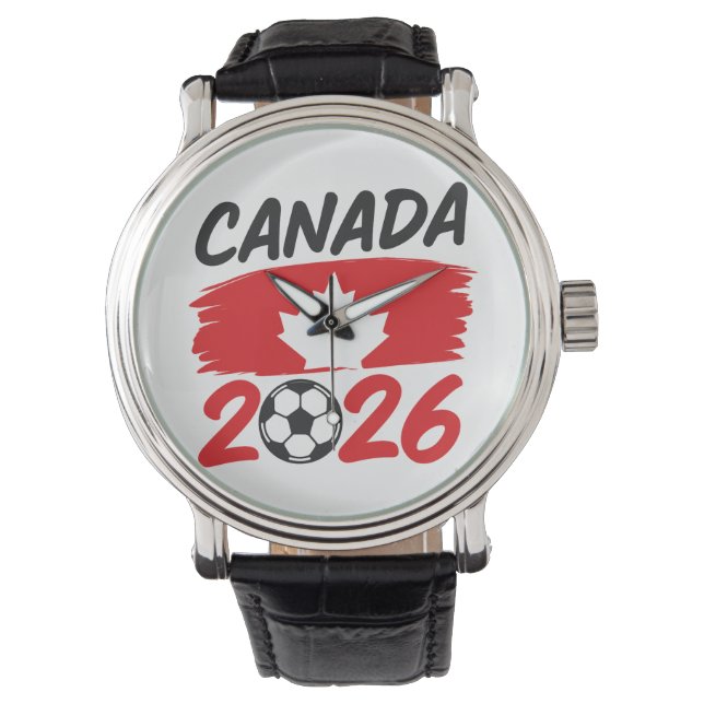 Canada 2026 Soccer Fan Design with Maple Leaf Armbandsur (Framsida)