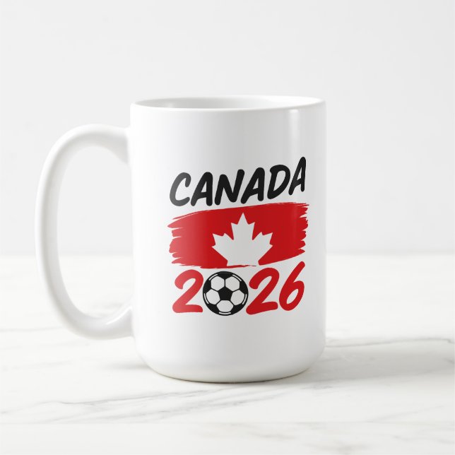 Canada 2026 Soccer Fan Design with Maple Leaf Kaffemugg (Vänster)