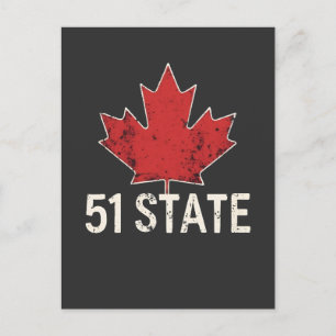 Canada 51st State Trump American och Canadian Flag Vykort