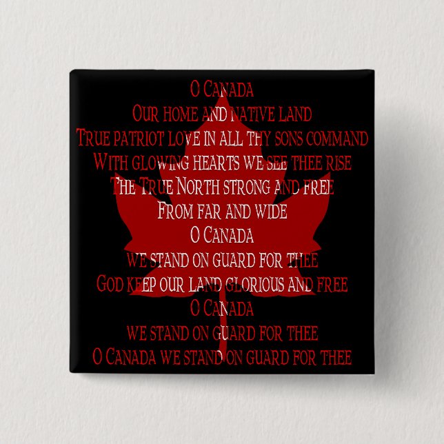 Canada Anthem Button Canada Souvenirs Canada Gift Knapp (Framsida)