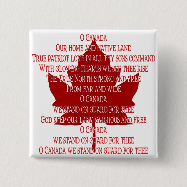 Canada Anthem Button Canada Souvenirs Canada Gift Knapp (Framsida)