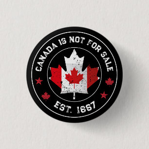 canada är inte till salu Est 1867 Canadian Flagga Knapp