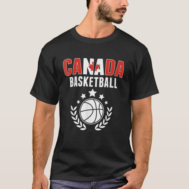 Canada Basketball Älskare Jersey Canadian Flagga S T Shirt (Framsida)