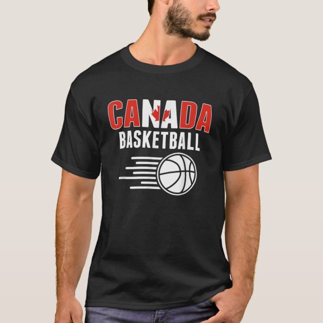 Canada Basketball Fläkt Jersey Canadian Flagga Spo T Shirt (Framsida)