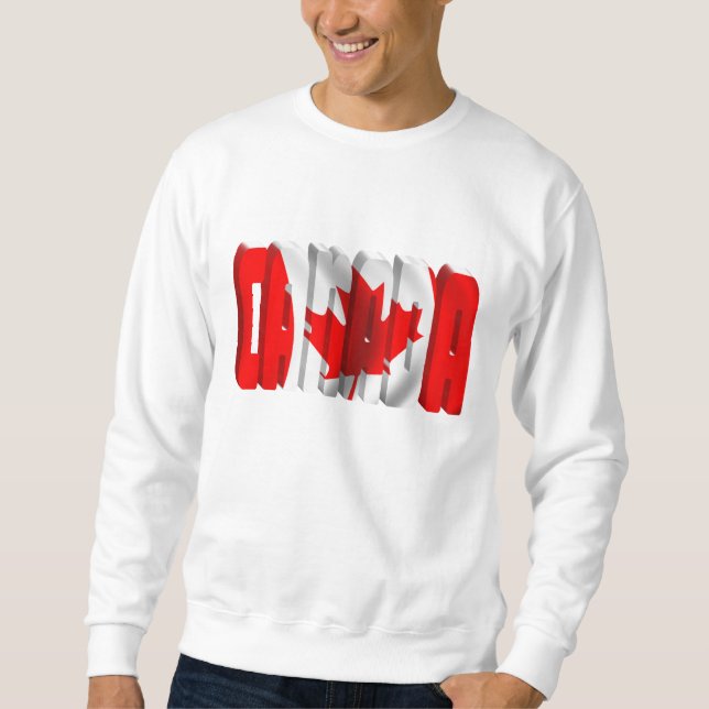 CANADA Canadian Flagga Text Lång Ärmad Tröja (Framsida)