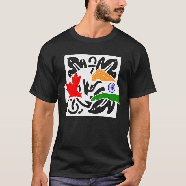 Canada Canadians India Indian Mixed DNA Flag T Shirt (Framsida)