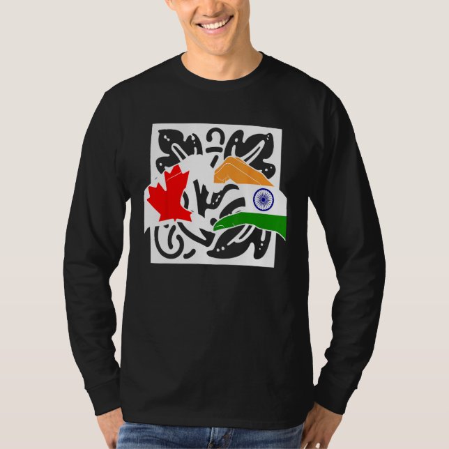 Canada Canadians India Indian Mixed DNA Flag T Shirt (Framsida)