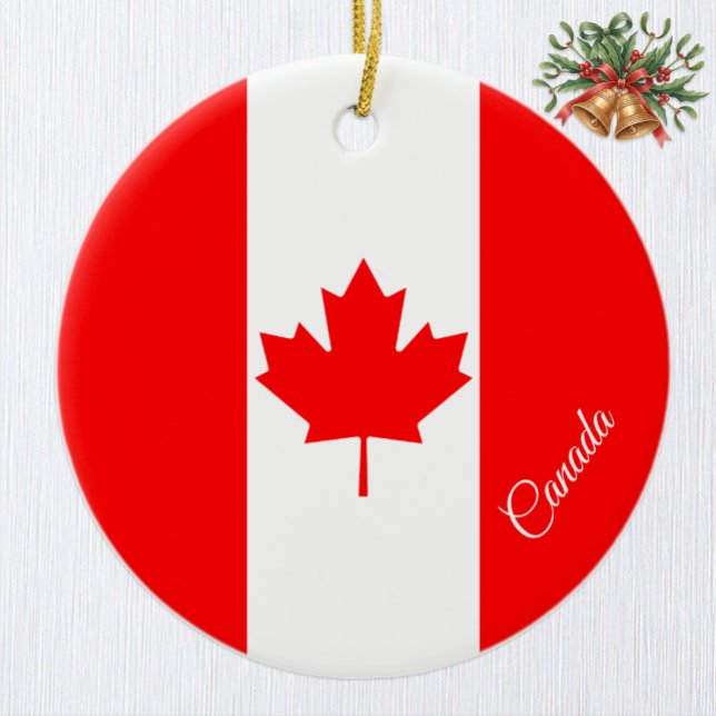 Canada Christmas Ornament, Canadian Flag Julgransprydnad Keramik (Canadian Flag Ornament / Christmas, Canada)