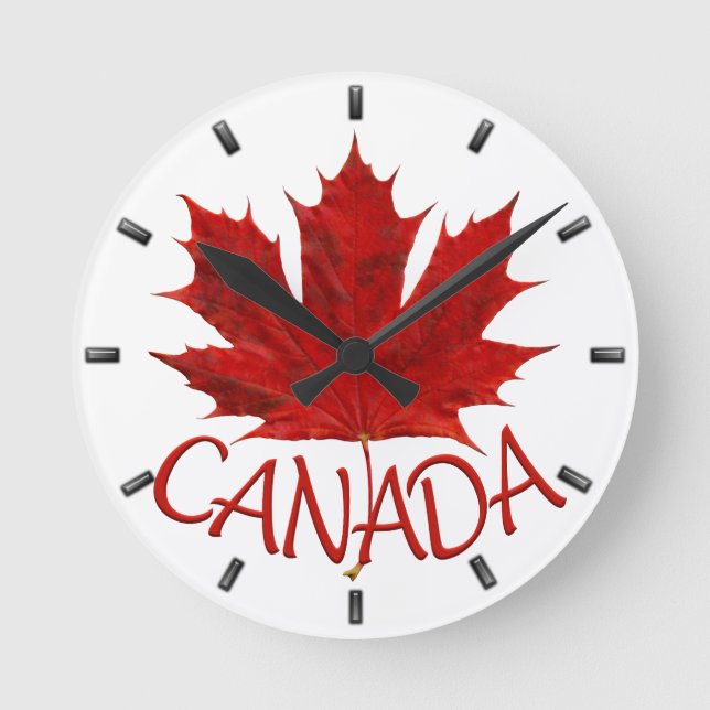 Canada Clock Canada Flagga Souvenir Wall Clocks Gi Rund Klocka (Framsida)