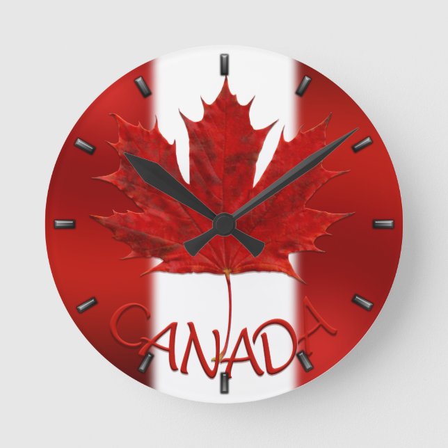 Canada Clock Canada Flagga Souvenir Wall Clocks Gi Rund Klocka (Framsida)