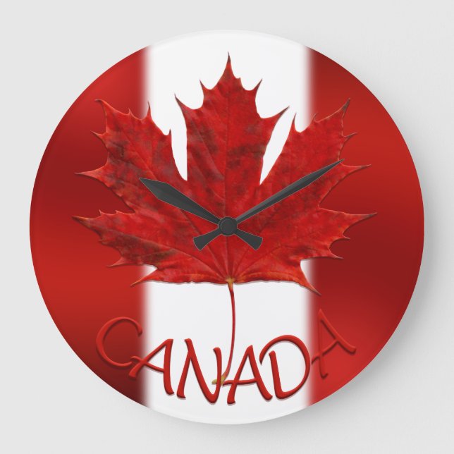 Canada Clock Canada Flagga Souvenir Wall Clocks Gi Stor Klocka (Framsida)