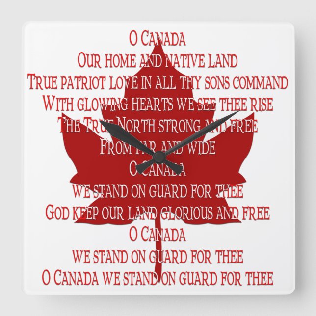 Canada Clock Canadian Anthem Souvenir Clock Fyrkantig Klocka (Framsida)