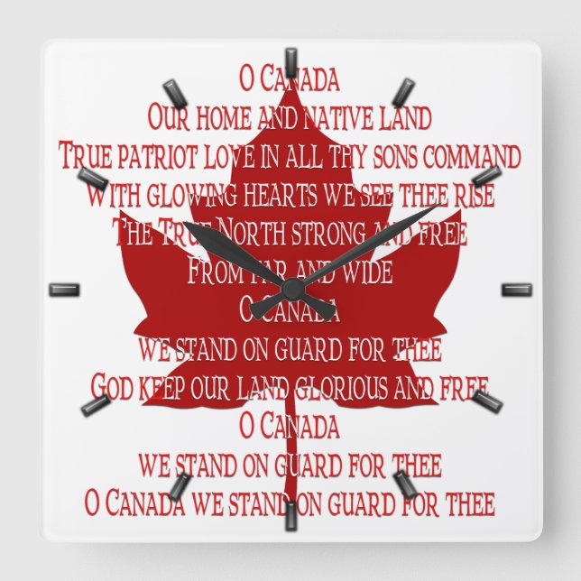 Canada Clock Canadian Anthem Souvenir Clock Fyrkantig Klocka (Framsida)