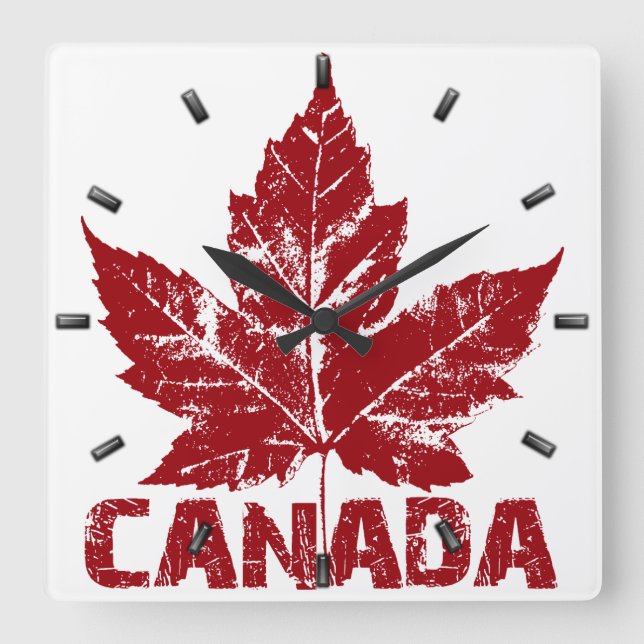 Canada Clock Coola Canada Souvenir Wall Clocks Gif Fyrkantig Klocka (Framsida)