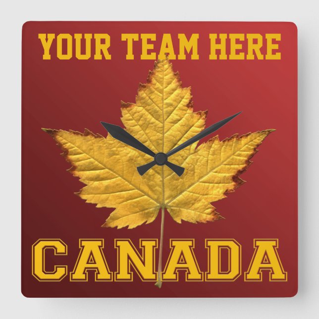 Canada Clock Sports Team Kanada Souvenir Clock Fyrkantig Klocka (Framsida)