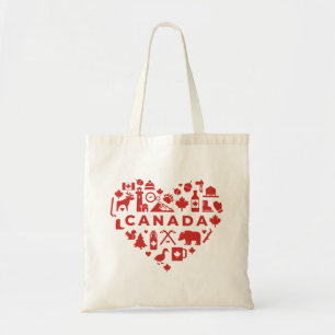 Canada Collage Heart Tote Bag Tygkasse