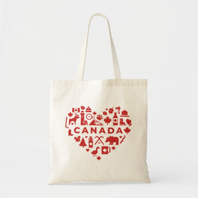 Canada Collage Heart Tote Bag Tygkasse (Framsidan)
