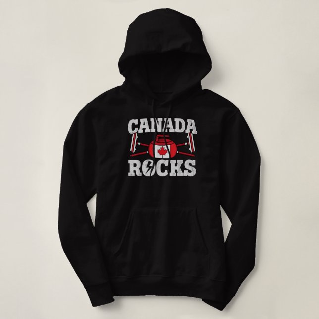 Canada Curling Broom Winter ice Sports Canadian Fl T Shirt (Design framsida)